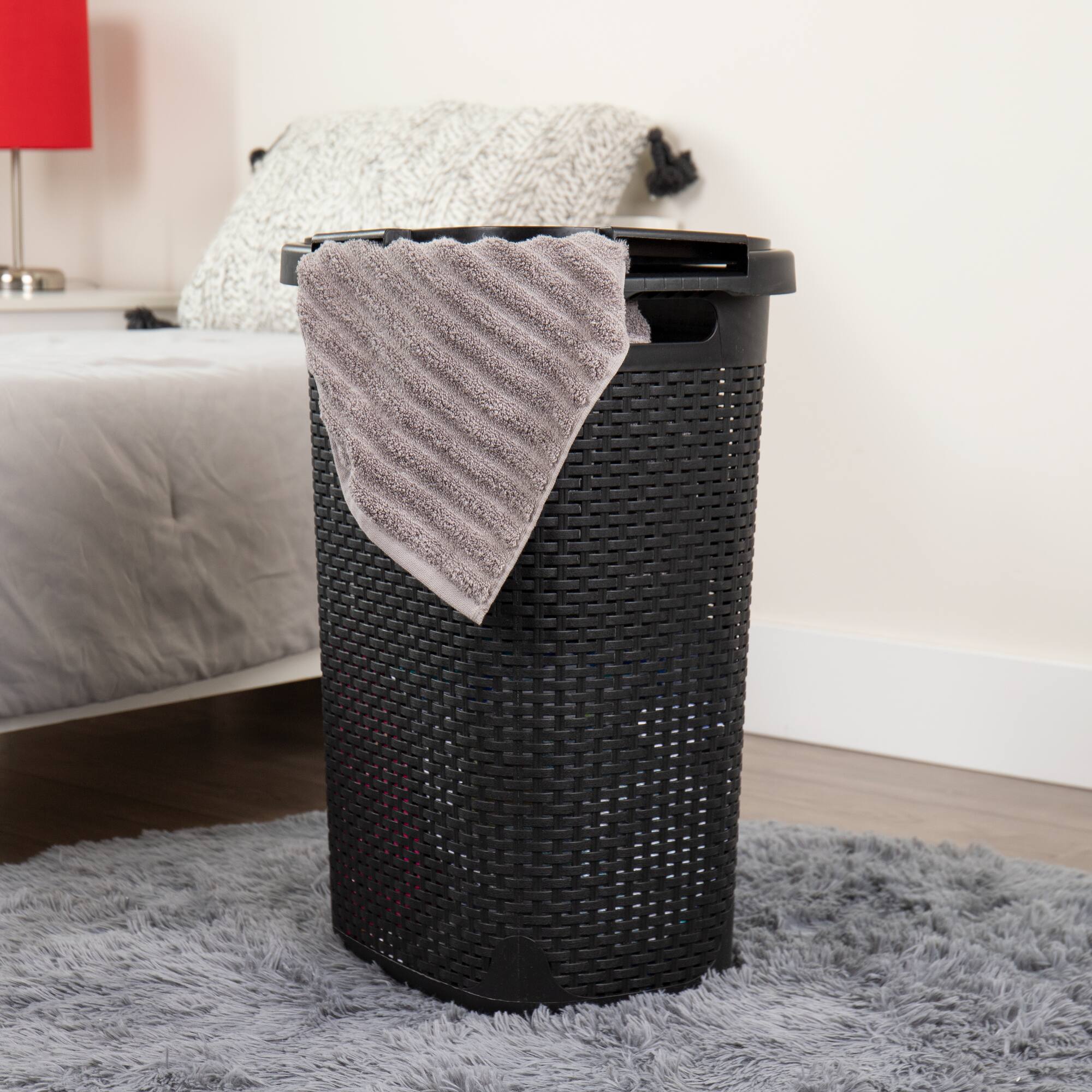 Mind Reader 60L Hamper Laundry Basket with Cutout Handles, 3-Pack